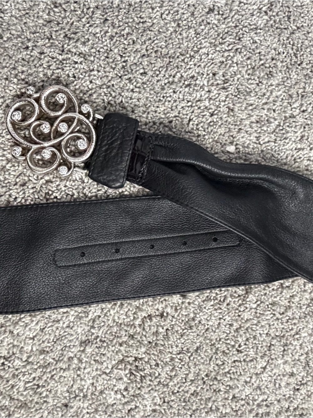 Brighton Leather Belt with Decorative Silver Buckle Sz 36